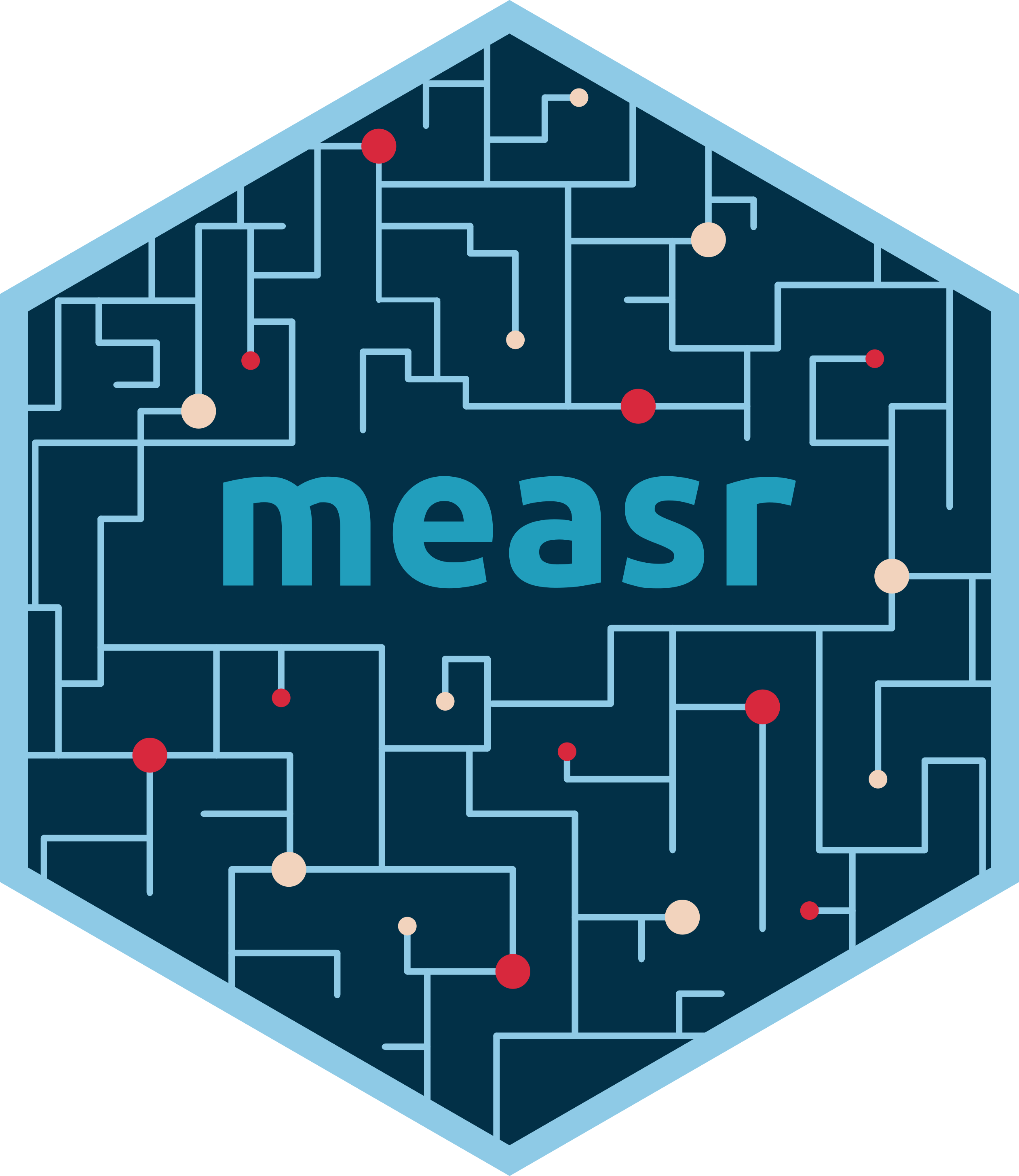 Hex logo for the measr R package.